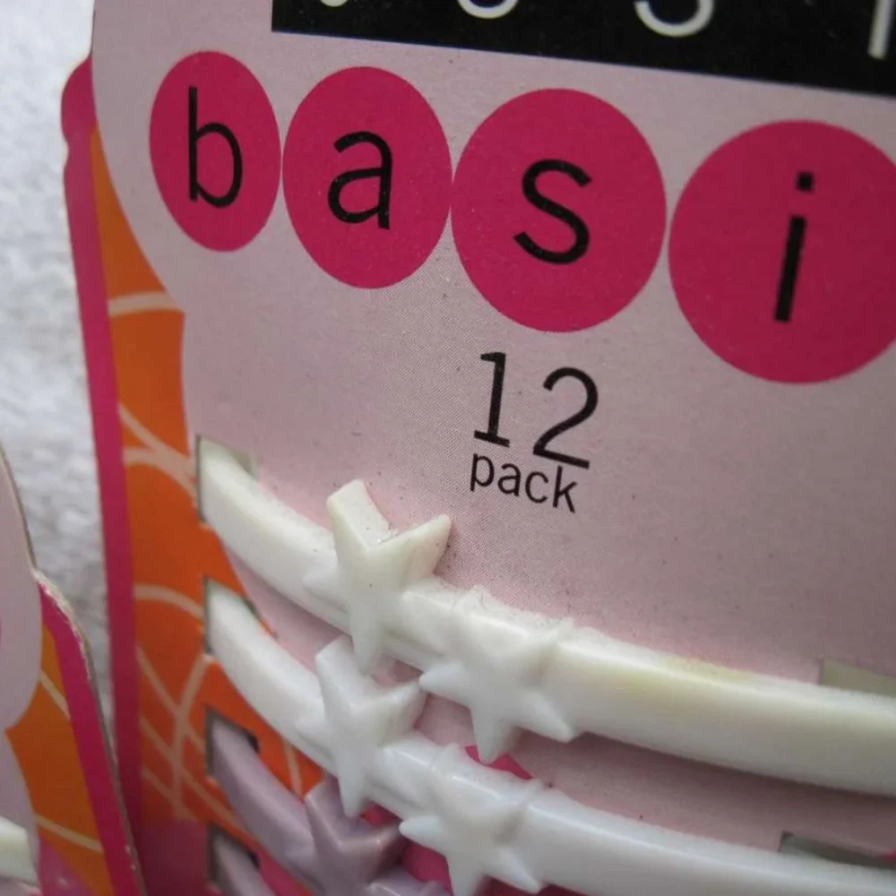 12 Just Basic All Plastic Hair Barrettes Clips Pins Design No Metal Allergy Safe